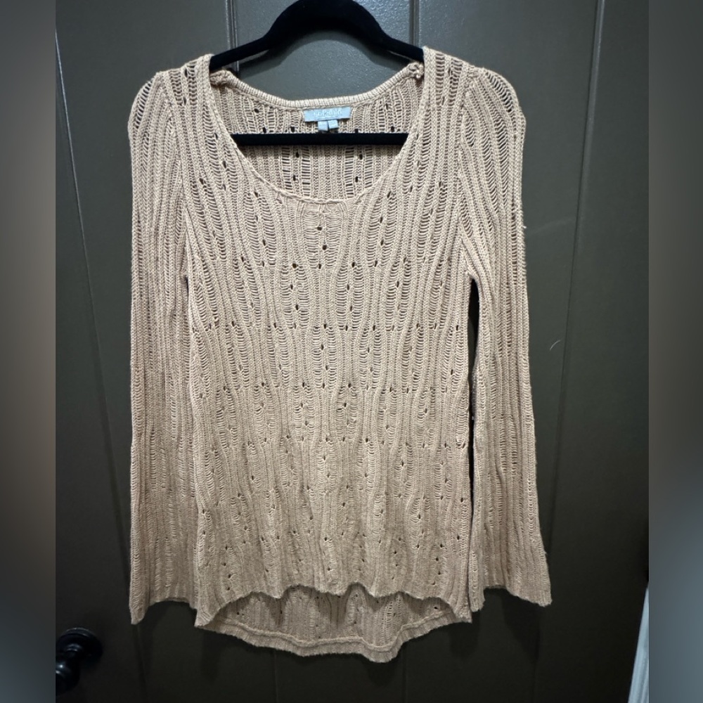 Solemio Tan Knit Sweater Top